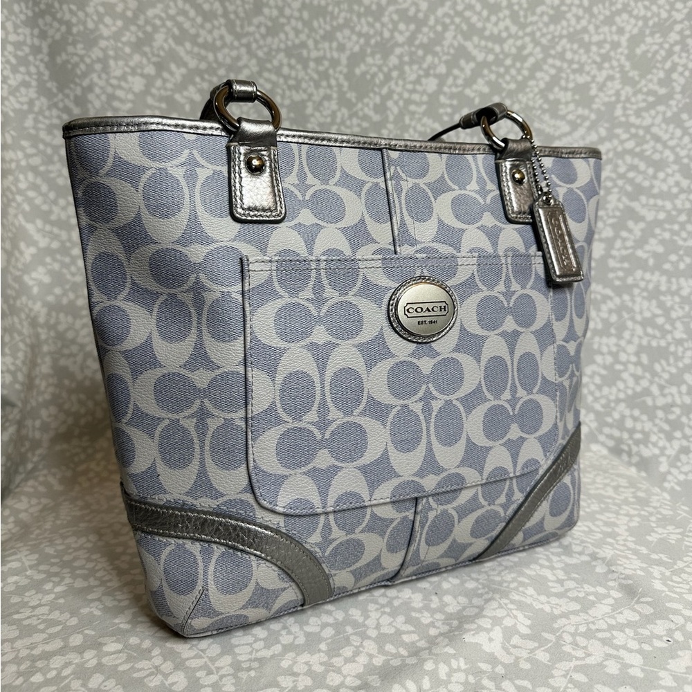 Coach tote bag, silver pattern, F18922